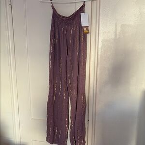 Purple and Gold stunning. Wide leg pants